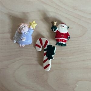 Christmas Themed Set of 3 Vintage Brooch Pins